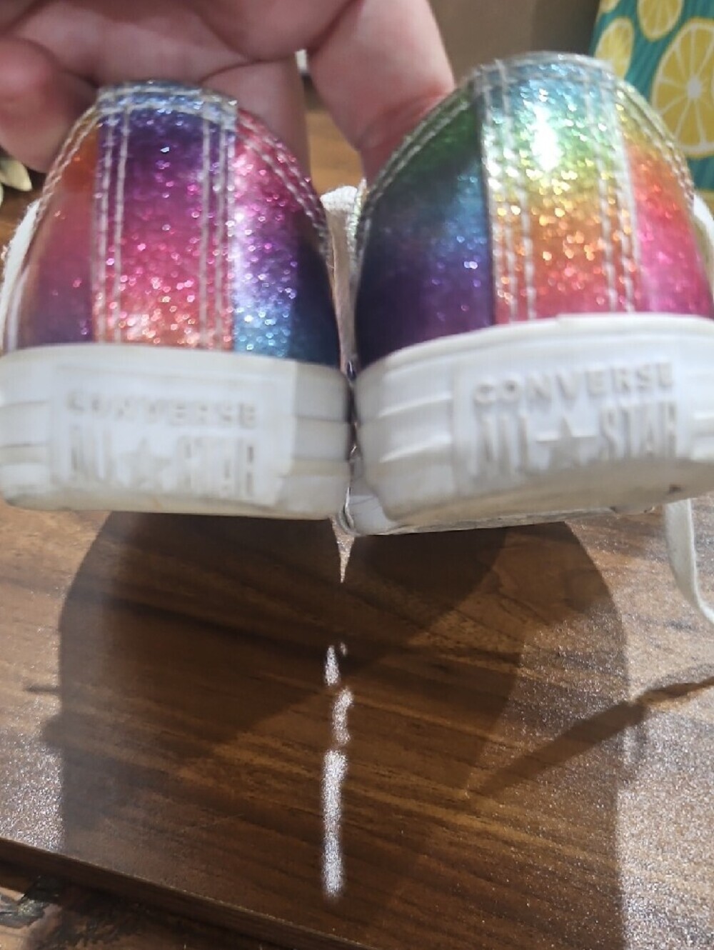 Converse Kids Rainbow Glitter Low-Top Sneakers - White Laces - Picture 4 of 5
